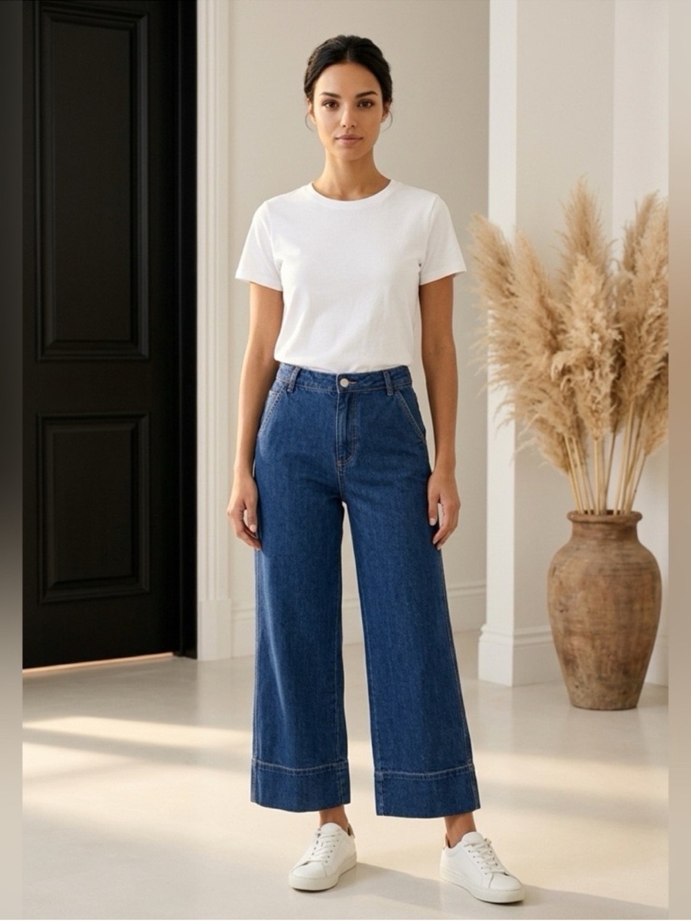 Oat New York High-Rise Wide Leg Jeans - Dark Blue Denim 4/27